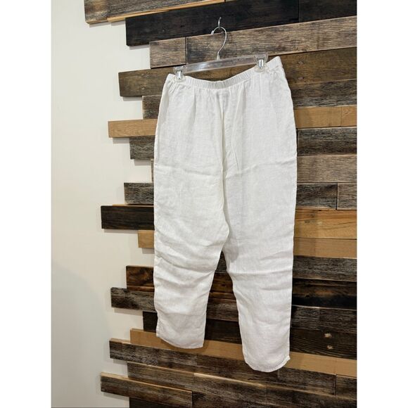 Flax linen white relax fit pants size M - Picture 2 of 9